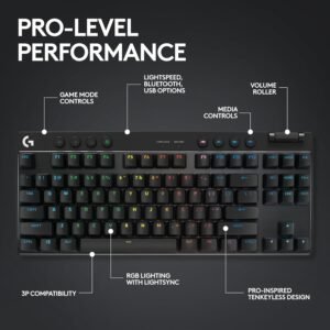 Logitech G PRO X TKL mechanical gaming keyboard with hot-swappable switches – tournament-ready, compact design for FPS accuracy