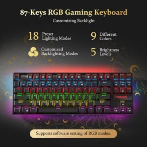 Redragon K552 RGB mechanical gaming keyboard – best budget TKL option for FPS under $50, metal base, plug-and-play