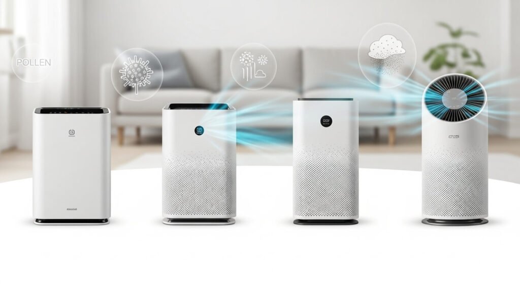  Best air purifiers for allergies in 2026 in a modern living room with clean air and HEPA filtration