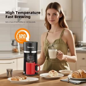 Mini dual single serve coffee maker compatible with K-Cups and ground coffee