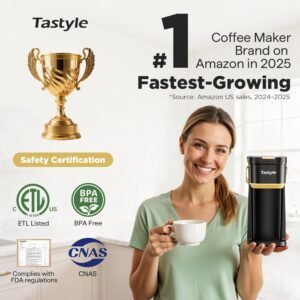 Portable single serve coffee maker with handle for travel and camping